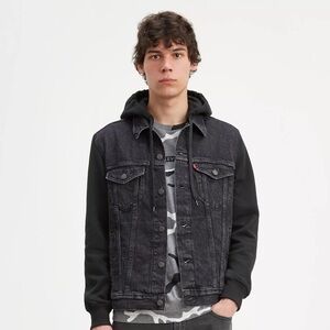 ✨Levi's  Hybrid Hooded Trucker Jacket Black Wash Size L